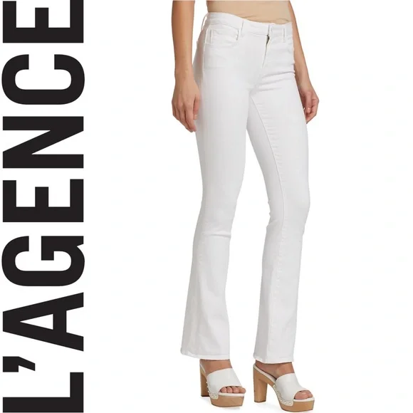 NWOT L'AGENCE Selma High Rise Sleek Baby Boot Jeans Blanc Size 25 Revolve $255 - Picture 5 of 14